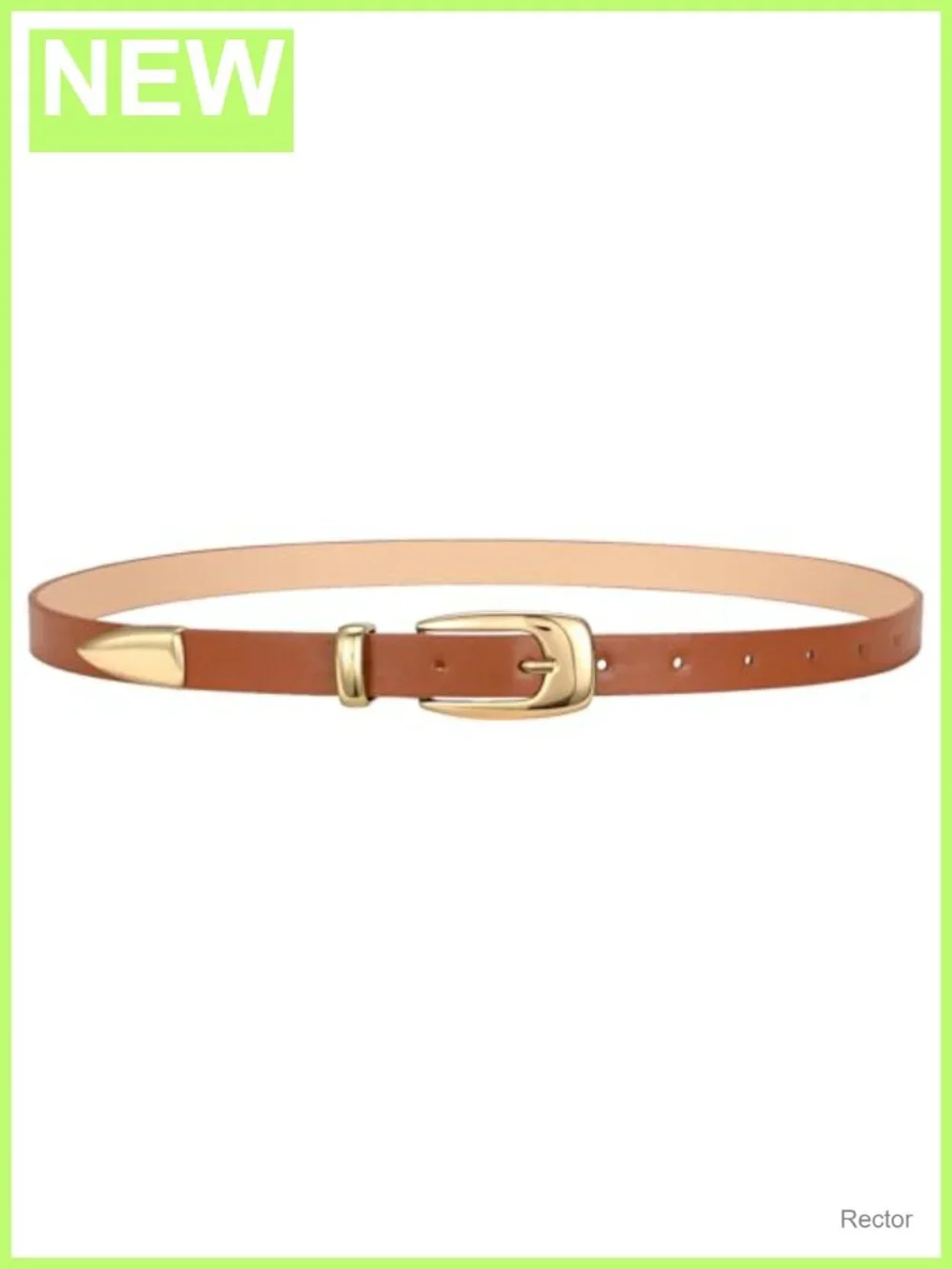 Women's Skinny Faux Leather Belt with Gold Buckle